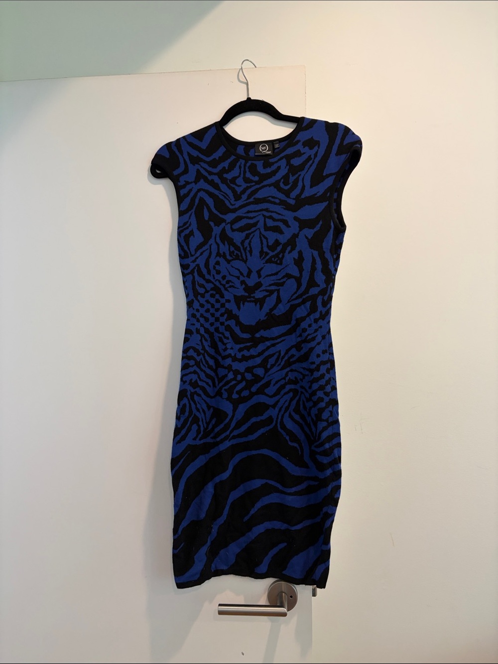 McQ by Alexander McQueen Blue and Black Animal-Print Mini Dress